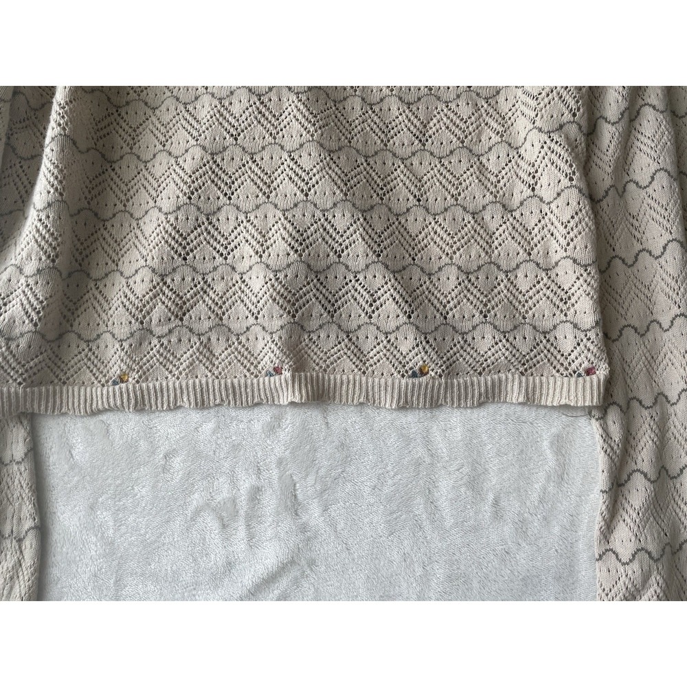 Forever 21 Beige Long Sleeve Button-Up Cardigan With Flower Embroidery Women's S - Picture 5 of 8